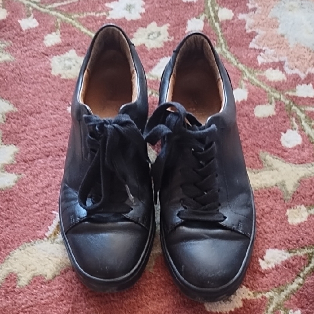 FRYE Ivy Black Leather Sneakers 7.5 M